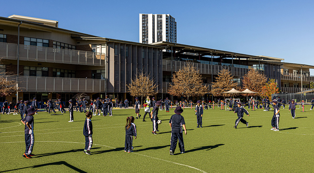 Students on field at Mother Teresa Catholic Primary School Westmead