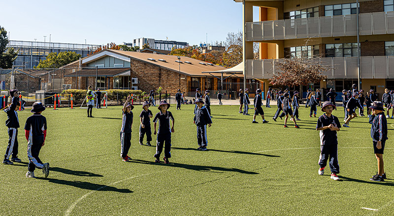Children on field at Mother Teresa Catholic Primary School Westmead