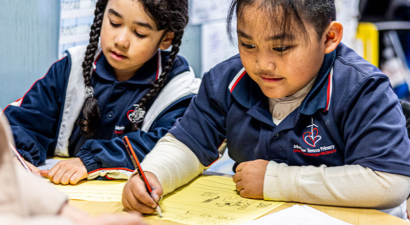 Two students from Mother Teresa Catholic Primary School Westmead