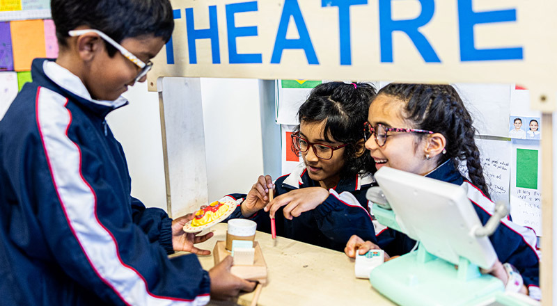 Students playing make-believe at Mother Teresa Catholic Primary School Westmead