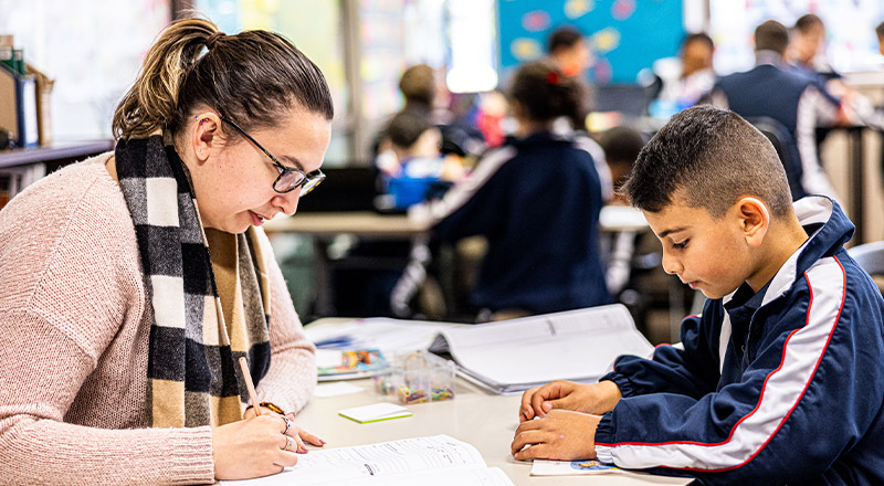 Dedicated teacher and student from Mother Teresa Catholic Primary School Westmead