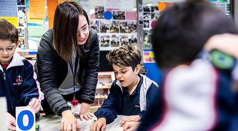 Teaching maths at Mother Teresa Primary Westmead