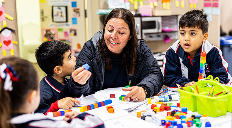 Teacher inspiring class at Mother Teresa Primary Westmead
